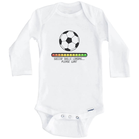 Soccer Skills Loading Please Wait Funny One Piece Baby Bodysuit (Long Sleeve), 0-3 Months White