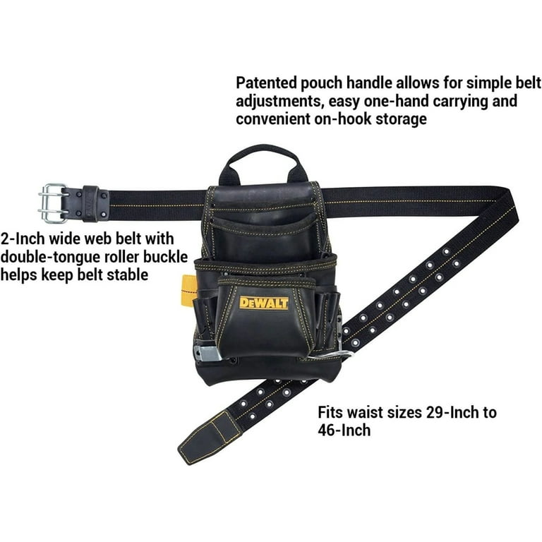 CLC DG5433 Nail Tool Bag 10 Pocket 2 in Strap Belt Leather Black Walmart