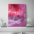 thumbnail image 4 of Mudket Sleeping White Leopard Framed Canvas Wall Art, Cute Girly Pink Leopard Wall Art Jungle Decor for Girls Bedroom, Dorm Room, Bathroom, Ready to Hang - 12"L x 8"W, 4 of 10