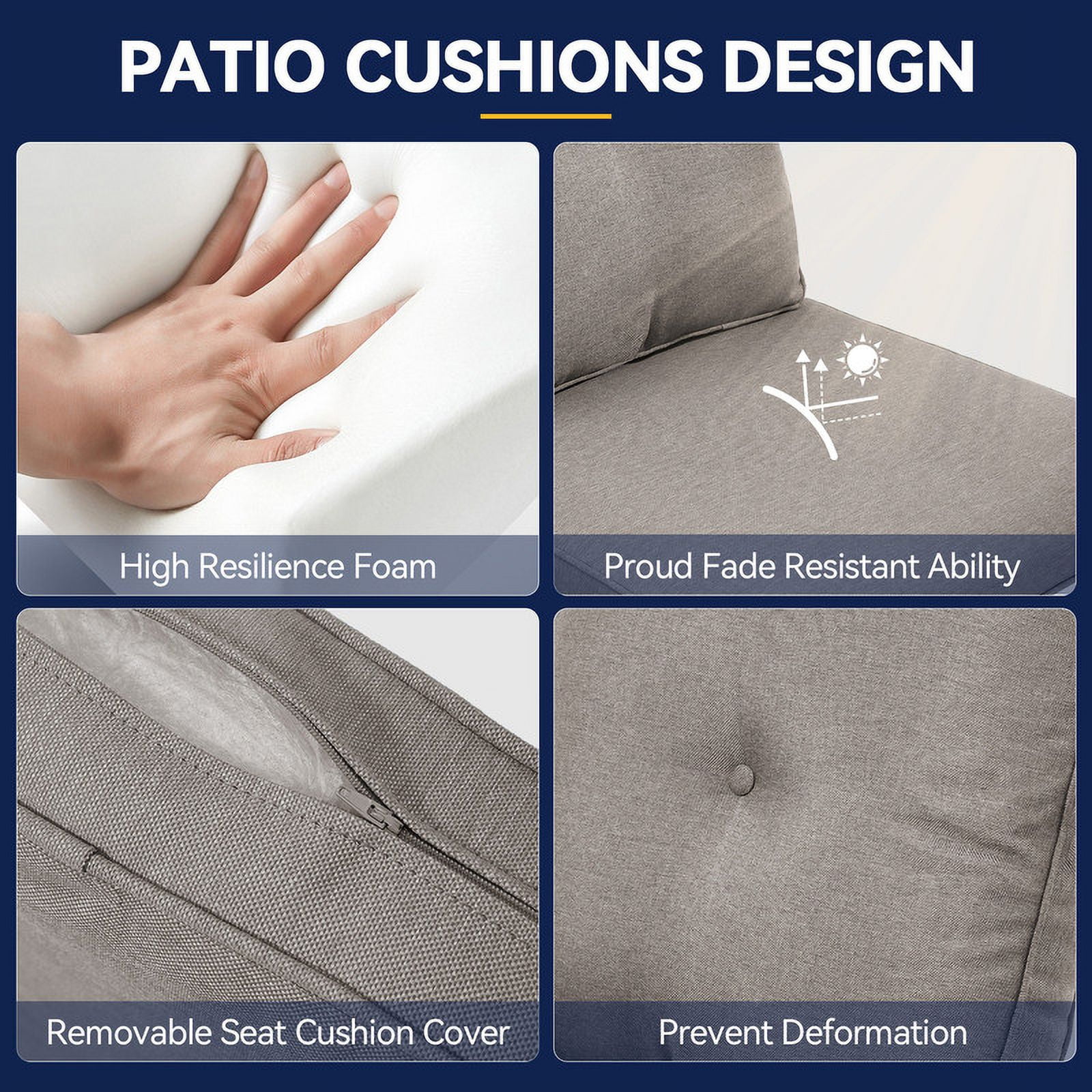 Bellefurn Deep Seat Cushion Set 25x22x4 inch Outdoor Cushions for Patio Furniture,Outdoor Chair Cushions Waterproof & Fade Resistant Patio Furniture Cushions for Wicker Chair,Sofa,Couch