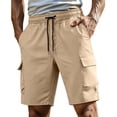 thumbnail image 2 of CCRFTGI Cargo Shorts for men Drawstring Stretch Elastic Waist Casual Work Short with Pockets Khaki M, 2 of 6