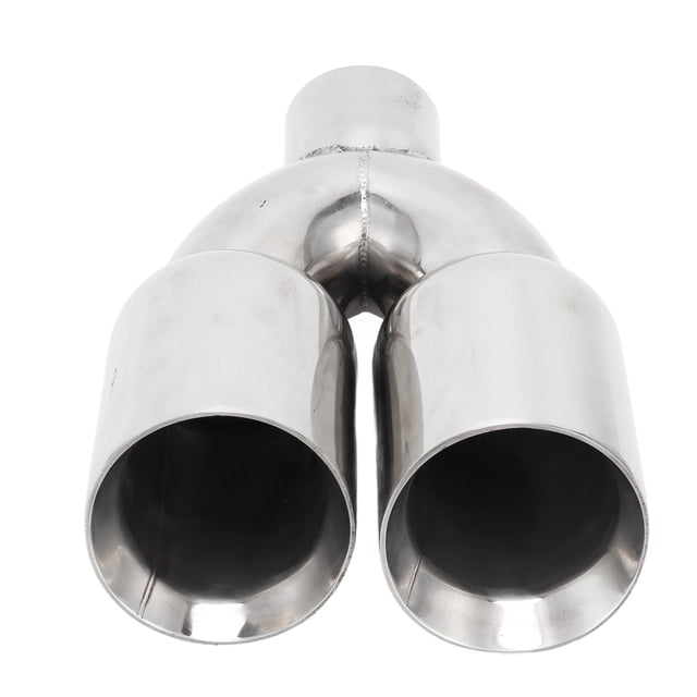 Punta de escape doble para automóvil de 63 x 89 mm, de acero inoxidable, soldada en plata, tubo de escape universal en forma de Y para automóviles