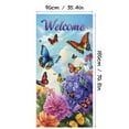 thumbnail image 3 of YaoZQ Spring Welcome Door Banner, Colorful Butterflies and Hydrangea Flowers Scene, Nature Seasonal Front Door Hanging Decor, Blue, 35 x 71 in, 3 of 7