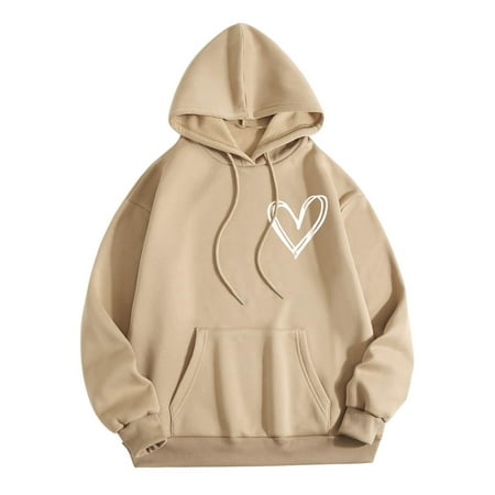 

WUDATI Hooded Sweatshirt Women Long Sleeve Round Neck Pullover Tops with Pockets Drawstring Solid Color for Spring Fall Daily Work Casual Wear Gift S-XXL