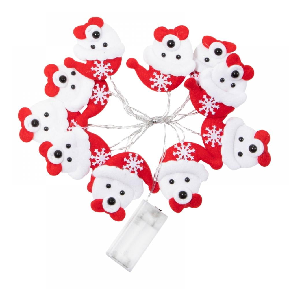 Christmas Red Bear Fairy Lights 4.9ft 10 LEDs Christmas String Lights Battery Operated String