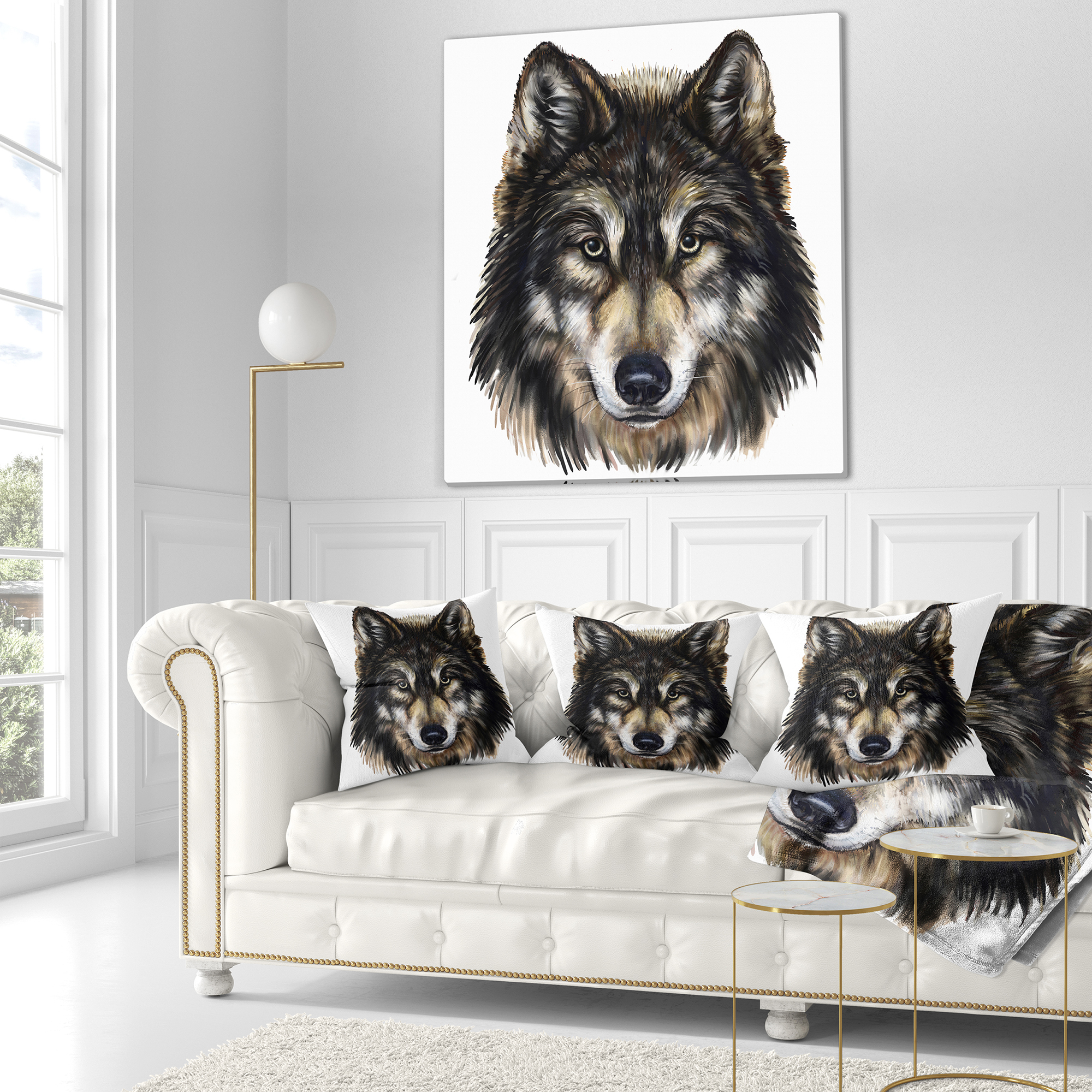 Designart Wolf Head - Animal Throw Pillow - 18x18