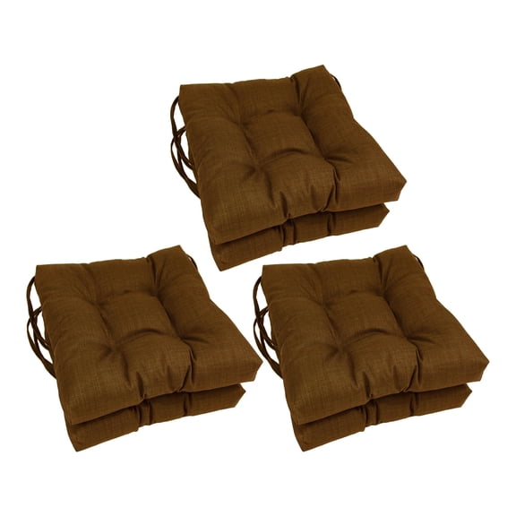 Blazing Needles 16-inch Solid Square Tufted Outdoor Chair Cushion, 16 x 16, Cocoa 6 Count