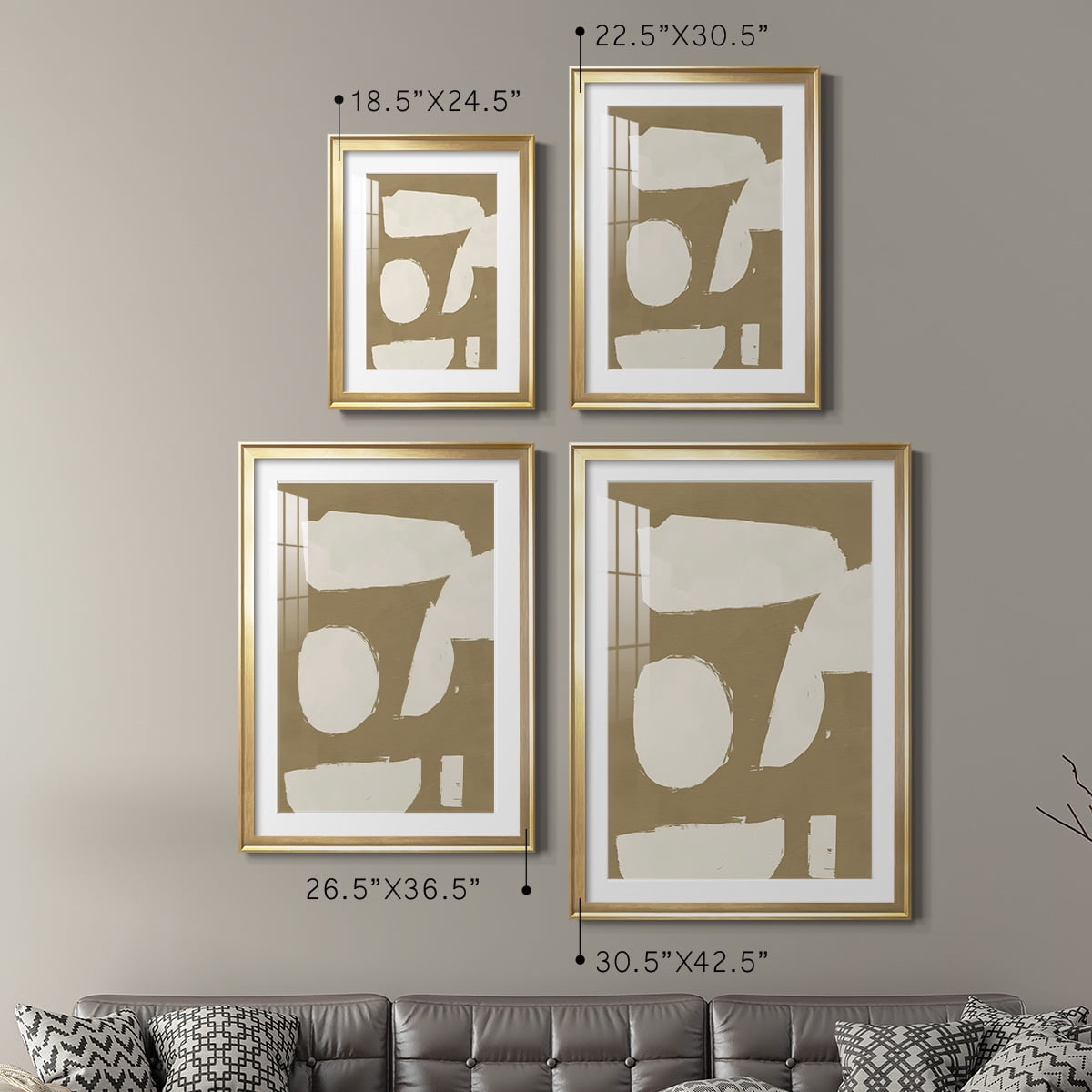 Wexford Home Chunky Abstract I Premium Framed Print, 22.5" x 30.5" - Ready to Hang, Gold (Set of 2)