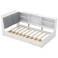 thumbnail image 5 of [Luckynote]Wood Twin Size platform bed with Storage Headboard, Shelves and 2 Drawers, White, 5 of 11