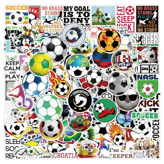 100Pcs Soccer Keep Calm and Play Stickers for Kids Gifts Water Bottle Cup Laptop Guitar Car Bike Skateboard Luggage Box Waterproof