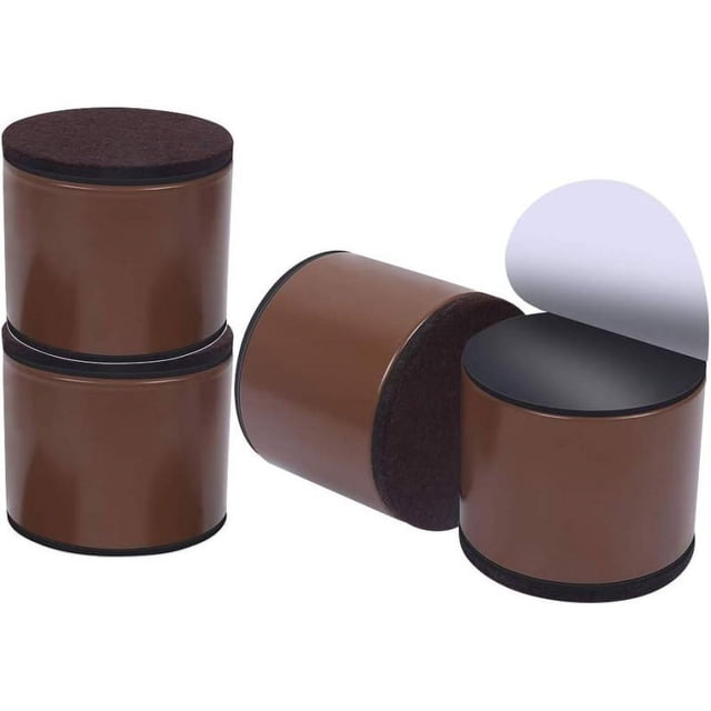 Elevadores redondos para muebles, paquete de 4 extensores de altura para muebles, añade 1,3 pulgadas de altura a muebles o camas, redondos autoadhesivos (marrón)