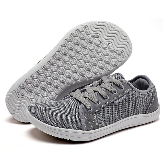 HOBIBEAR Women Wide Toe Sneakers Casual Lightweight Outdoor Walking Shoes Gray US 6.5