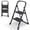Black, variant on 2 Step Ladder Folding Step Stool with Wide Anti-Slip Pedal, Convenient Handgrip, Portable Steel Step Stool, 300 lbs Sturdy Steel Ladder for Household and Office,Black
