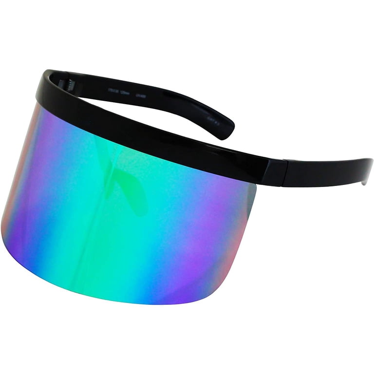 Futuristic Oversize Shield Visor Sunglasses Flat Top  display picture 2