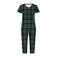 thumbnail image 4 of Puntoco Pijamas para mujer Conjunto de pijama y pantalón de manga corta con cuello en V para mujer Pijamas casuales con bolsillos, 4 of 5
