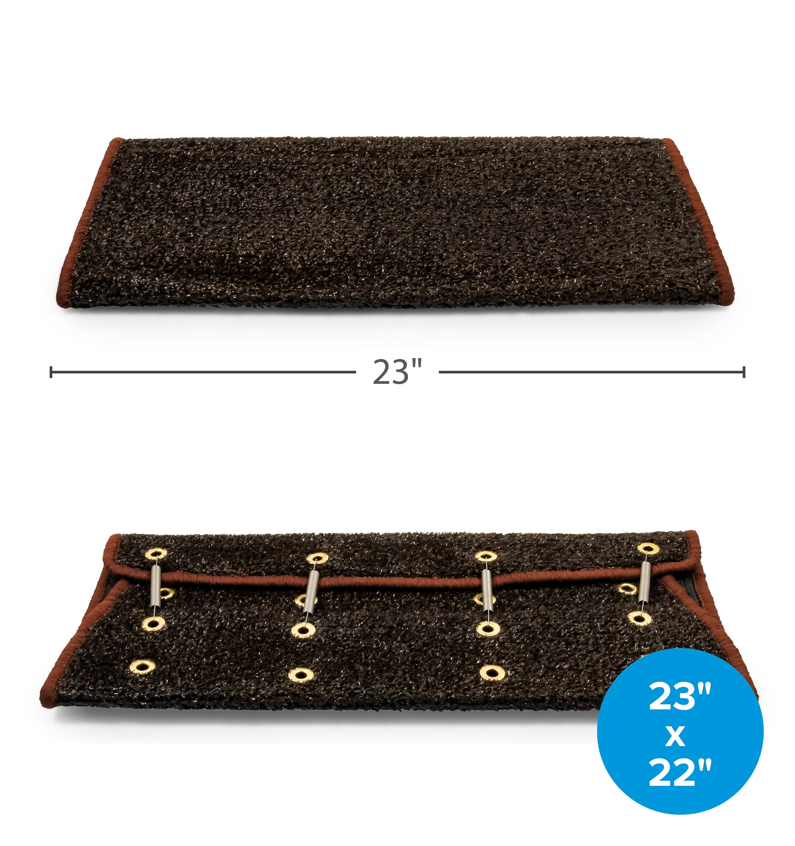 Camco 42944 Premium Wrap Around RV Step Rug, Turf Material (22" x 23"), Brown
