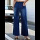 thumbnail image 5 of Pantalones Vaqueros Anchos de Talla Grande para Mujer, Cintura Alta, Adelgazantes, con Múltiples Bolsillos, Rectos, Holgados e Informales. Azul Oscuro M, 5 of 10