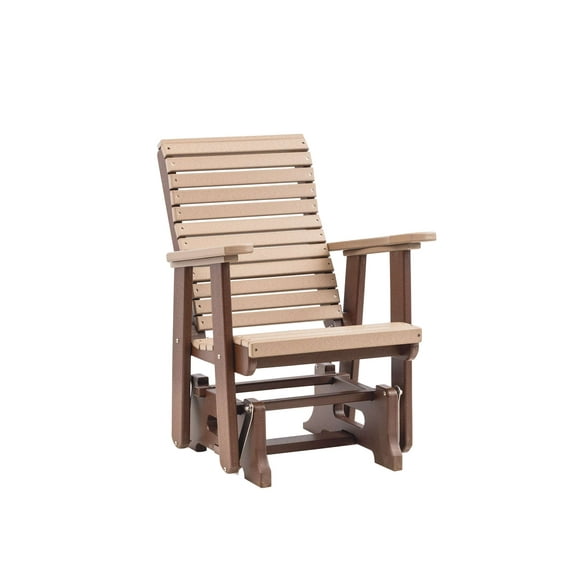 Anchor Bay Amish Crafted Poly Outdoor Glider, Weatherwood on Tudor Brown