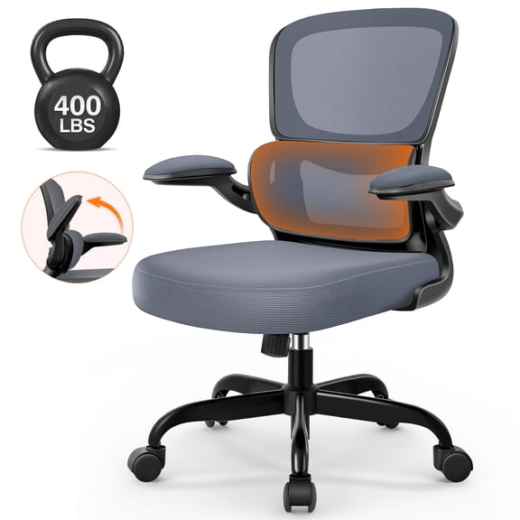 COOLHUT Office Chair, Ergonomic Desk Chair with Lumbar Support and Adjustable Armrests, Breathable Mesh Computer Gaming Chair, Reclining Task Chair for Home Office, Dark Gray