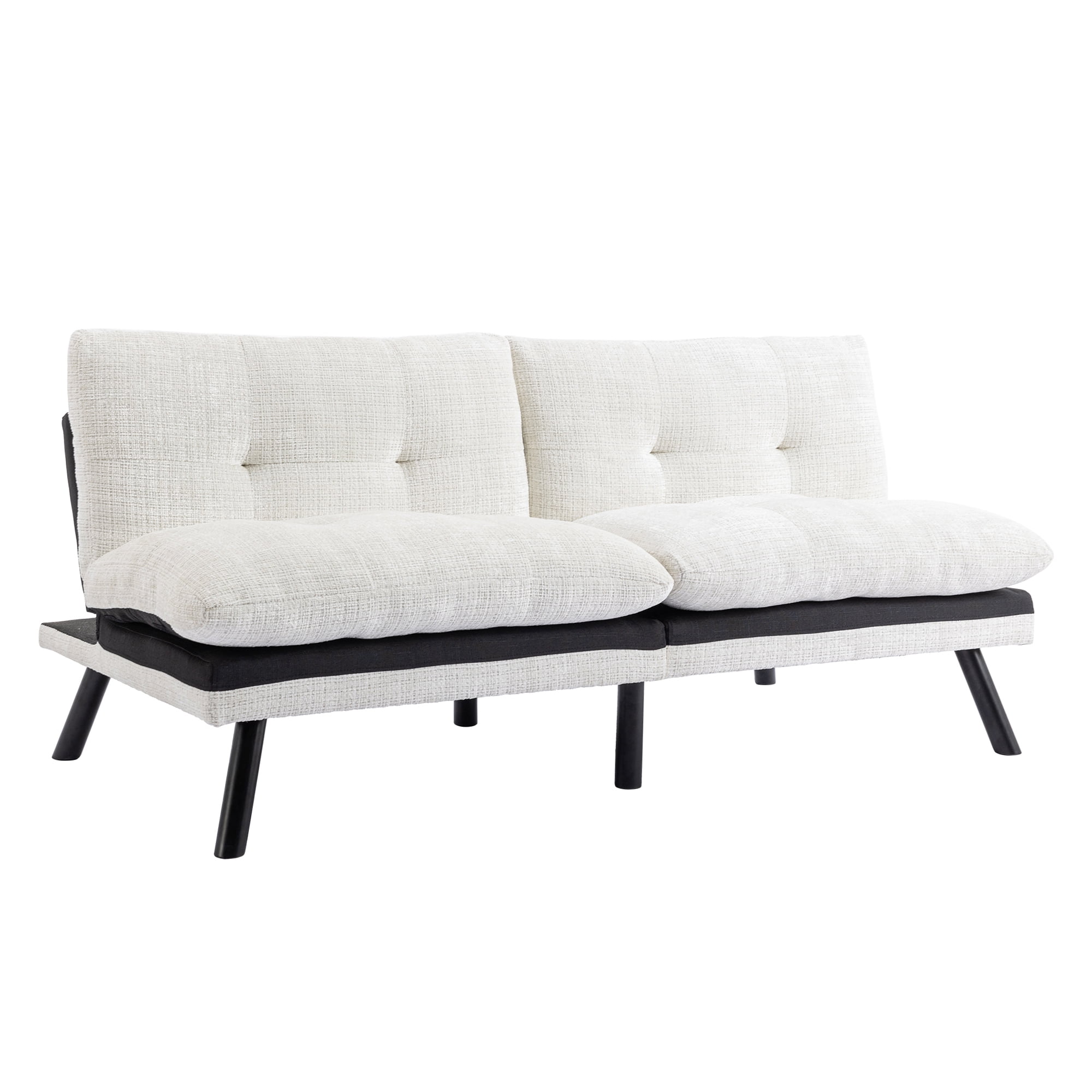 Kadyn Convertible Sofa Bed, Loveseat Futon Bed with Metal Legs, Adjustable Lounge Couch for Compact Living Space Chenille, Cream White Kadyn Convertible Sofa Bed, Loveseat Futon Bed with Metal Legs, Adjustable Lounge Couch for Compact Living Space Chenille, Cream White