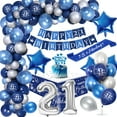thumbnail image 2 of SPECOOL 21st Birthday Party Decorations, Royal Blue Balloon Arch Kit with Happy Birthday Banner, Tablecloth, Number 21 Balloon, Metallic Blue Silver Balloons for Men Women 21st Birthday Party, 2 of 7