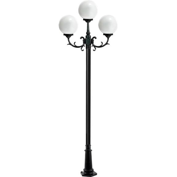 Dabmar Lighting GM2403-L18-30K-B 120V E26 3X LED 6W 30K Cast Aluminium 3 Post Top Light Fixture Pole Plus Base, Black