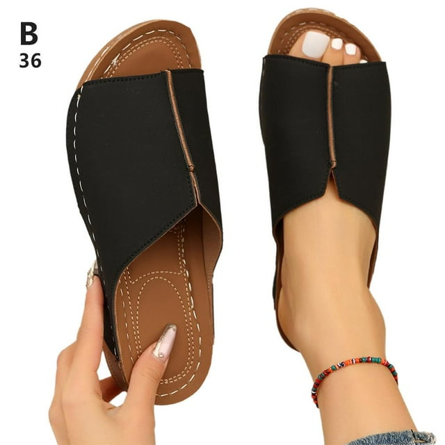 Chaussons Compensés Orthopédiques pour Femmes à Bout Ouvert Antidérapants