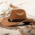 thumbnail image 2 of Men's Cowboy Hats Khaki Cowboy Hats Classic Outdoor Fedora Hats Fashion Hats for Men S, 2 of 4
