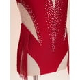 thumbnail image 6 of TTAO Girls Tassel Ballet Dance Leotard Bodysuit Figure Skating Jumpsuit Latin Performance Costume Burgundy 12, 6 of 7