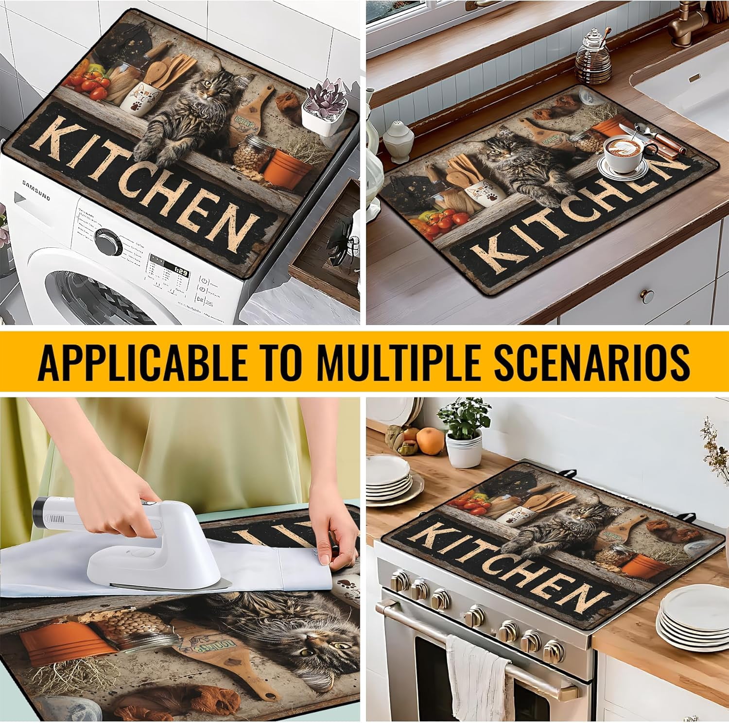 Stove Top Cover for Electric/Glass Stove, Flat Top Cooktop Protector, Electric Cooktop Cover, Extra Counter Space for Kitchen (KITCHEN Cat)