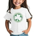 thumbnail image 2 of Girls St Patricks Day Shirt Round Neck Short Sleeve Cotton Funny Irish Clover Pattys Summer Tops T-Shirt Boys & Girls Shirts 8-9 Years, 2 of 5