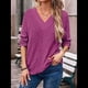 thumbnail image 4 of Camisa de Larga de Otoño para Mujer, Cuello en V, Jersey de Punto, Túnica, Camisa Formal Informal para Mujer Rosa Roja S, 4 of 7