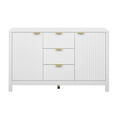 thumbnail image 6 of Euroco Sideboard Buffet Cabinet,47" Storage Cabinet with Adjustable Shelves,Metal Handles,3 Drawers and 2 Doors,Wood Console Table for Study,Hallway and Living Room,White, 6 of 7