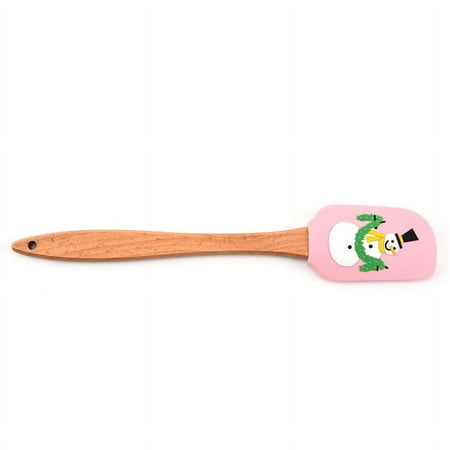 

NUOLUX 4pcs Cake Spatulas Silicone Butter Scrapers Pastry Tools with Wooden Handle for Christmas Party