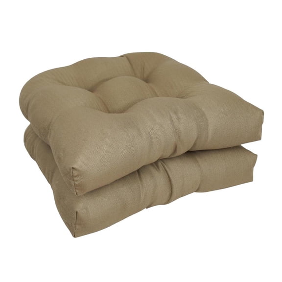 Blazing Needles 93184-2CH-PO-010 19 in. U-Shaped Premium Outdoor Tufted Dining Chair Cushions, Newfound Cafe - Set of 2