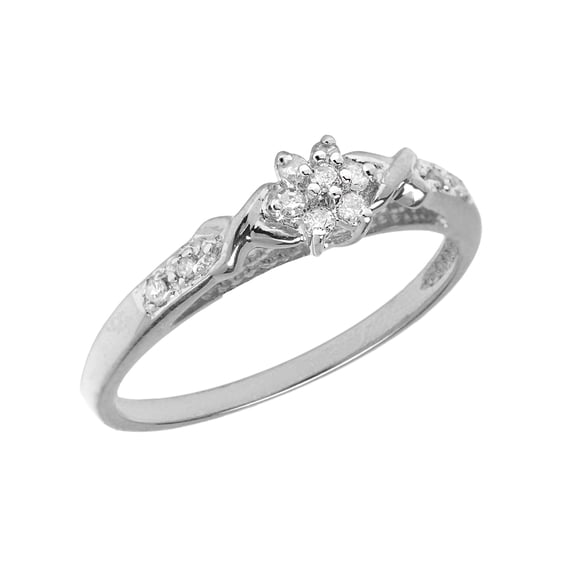 Sterling Silver Diamond Cluster Ring
