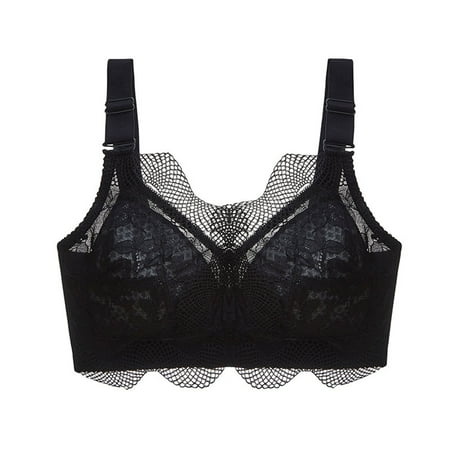 

Rovga Underwear For Women Ladies No Steel Ring Gathered Adjustable Lace Big Breasts Show Small Bra Kawaii Lingerie