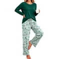 thumbnail image 4 of UVN Women Pajamas Sets Long Sleeve 2 Piece Lounge Set Casual Crewneck Sleepwear Tops and Long Printed Pants Soft Pjs Outfits with Pockets, 4 of 11