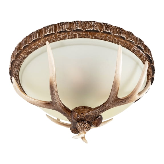 ChicHomey Vintage Antler Resin 3 Head Ceiling Light Round Handcrafted Pendant Lamp Decor