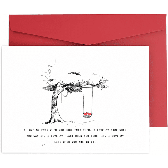 Love Greeting Card - Heartfelt Swing Design with Inspirational Quote - Blank Inside - Perfect for Anniversaries, Birthdays, or Just Because - Envelope Included