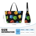 thumbnail image 3 of Dice Pattern Colorful Cube Large Capacity Beach Travel Tote Bag Shoulder Handbag for Gym Camping Shopping, 3 of 6