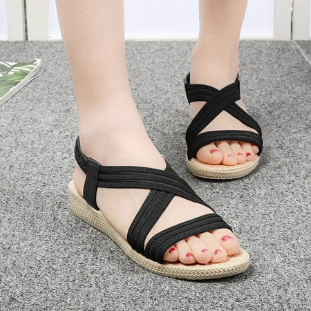 

Women s Open toe Cross Strap Flat Non-slip Beach Shoes Sandals Sandals