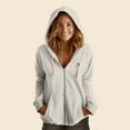 thumbnail image 3 of Dalix Astronaut Embroidered Fleece Zip Washed Hoodie Cold Fall Winter Women in Bone L Large, 3 of 5