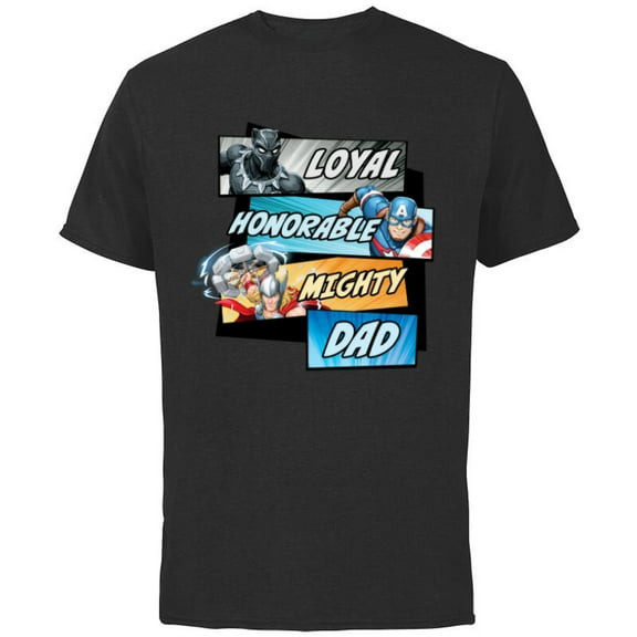 Marvel Avengers Super Hero Mighty Dad Birthday Father’s Day - Short Sleeve Cotton T-Shirt for Adults - Customized-Black