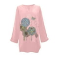 thumbnail image 3 of Chemisier Décontracté à Manches Longues pour Femmes Grande Taille Imprimé Floral Col en V Ample, 3 of 6
