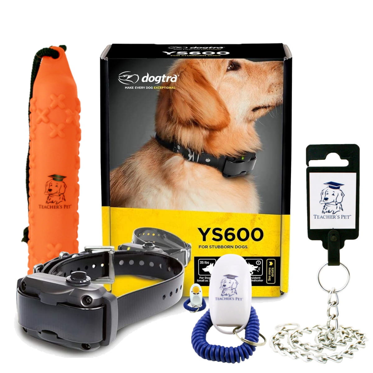 Dogtra YS600 Rechargeable Waterproof High Output No Bark Collar with Teachers Pet Complete Training Kit with Clicker Stainless Steel Chain Lead and Hunting Dummy Bumper in Iceland at ISK 34343 Rating ...