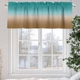 thumbnail image 5 of Brown Cyan Valances for Windows, 60 x 18in, Turquoise Gradient Rod Pocket Kitchen Valance Curtain Light Filtering Window Treatments for Living Room Bedroom, 1 Panel, 5 of 7
