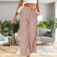 thumbnail image 4 of Pantalones De Pierna Ancha Pantalones de pierna ancha para mujer Moda Sólido Elegante Casual Lady Trajes Pantalones (Rosa L) Cgtredaw Para estrenar, 4 of 7