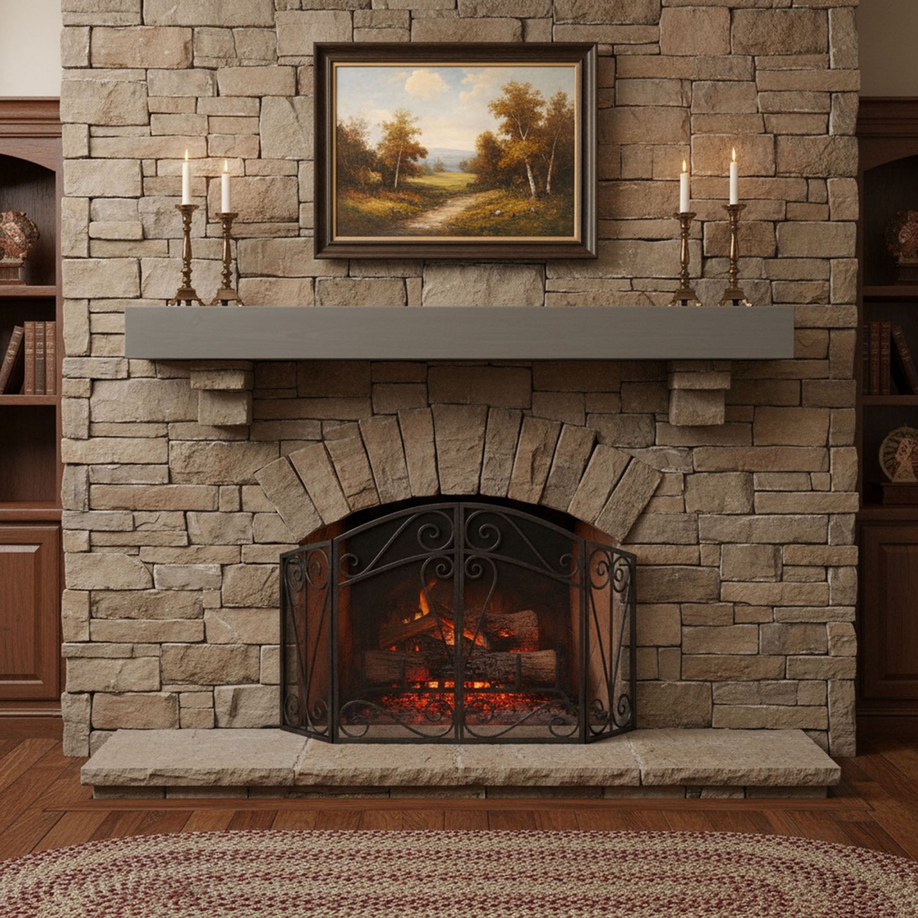 S-HOME 72" Solid Fir Wood Fireplace Mantel Shelf | Wall-Mounted Floating Shelf for Farmhouse & Modern Home Decor