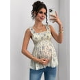 thumbnail image 3 of Women's Maternity Tank Tops Floral Babydoll Top Square Neck Smocked Peplum Blouse Shirts Color XL, 3 of 8
